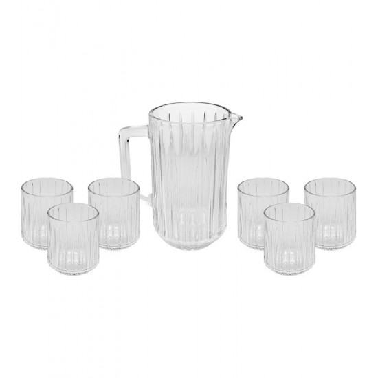 Jogo De Jarra 1,45l Com 6 Copos 300ml De Cristal Ecológico Bangkok